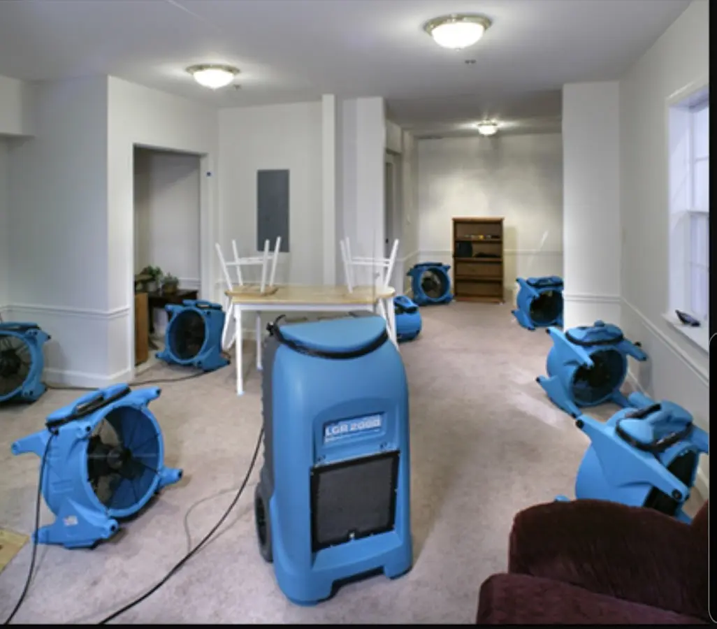 Air movers and dehumidifier setup for Water Extraction & Removal in Chippewa Falls